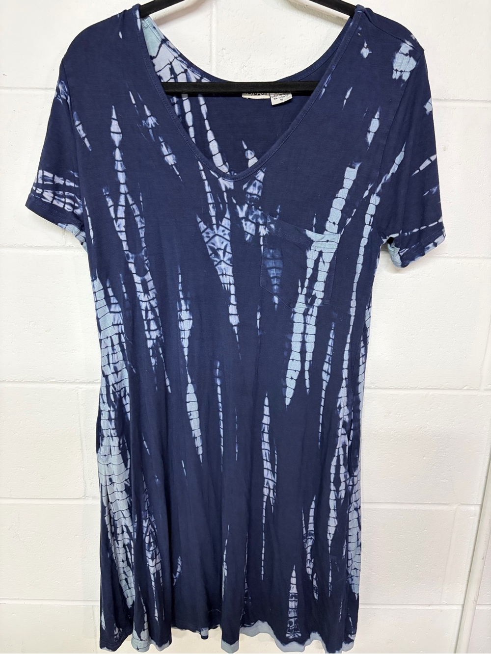 raya sun Navy Tie-Dye V-Neck Short Sleeve Tunic